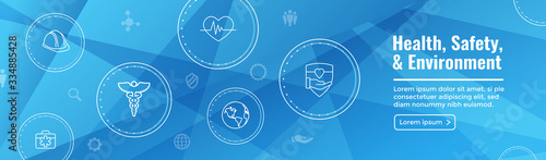 Health Safety and Environment Icon Set & Web Header Banner