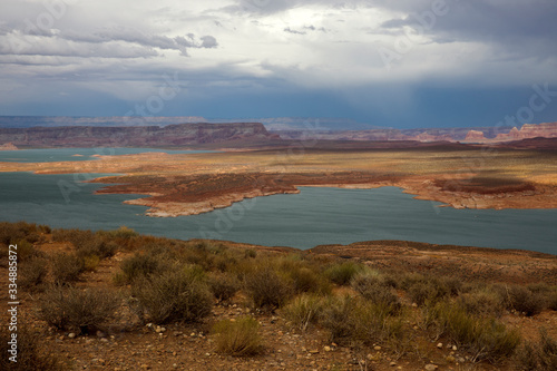 Page, Arizona / USA - August 05, 2015: Panoramic view on famous lake Powell, Page, Arizona, USA