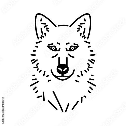 Wolf head line drawing. Vec...