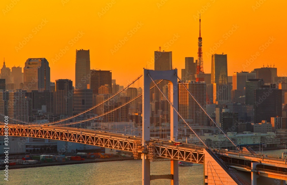 Obraz premium 夕焼けに染まる東京