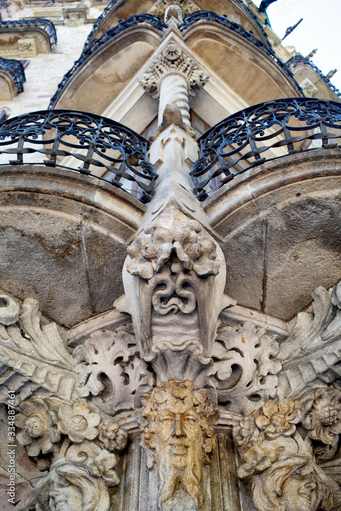 Carved stone decorations in Art Nouveau