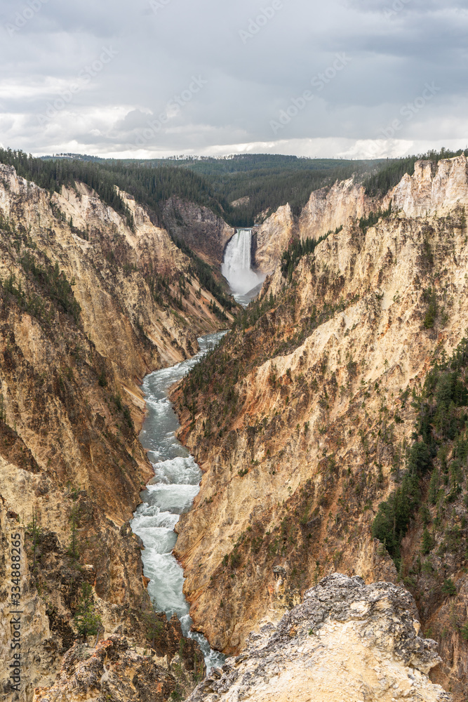 Brink of the Lower Falls in Yellowstone National Park