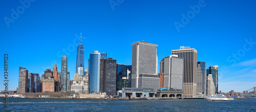 Panorama view of New Jersey New York City sunny day 