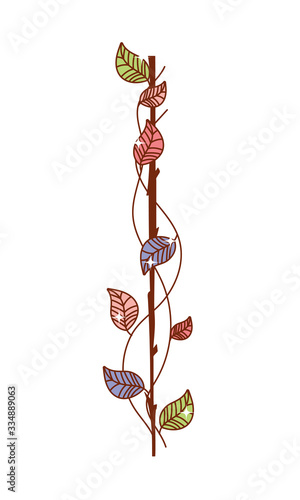 Isolated boho stick with leaves vector design photo