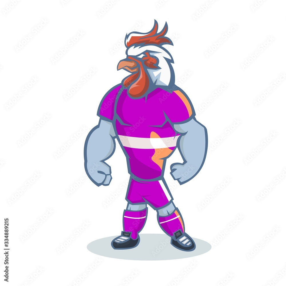 Rooster cartoon mascot design illustration