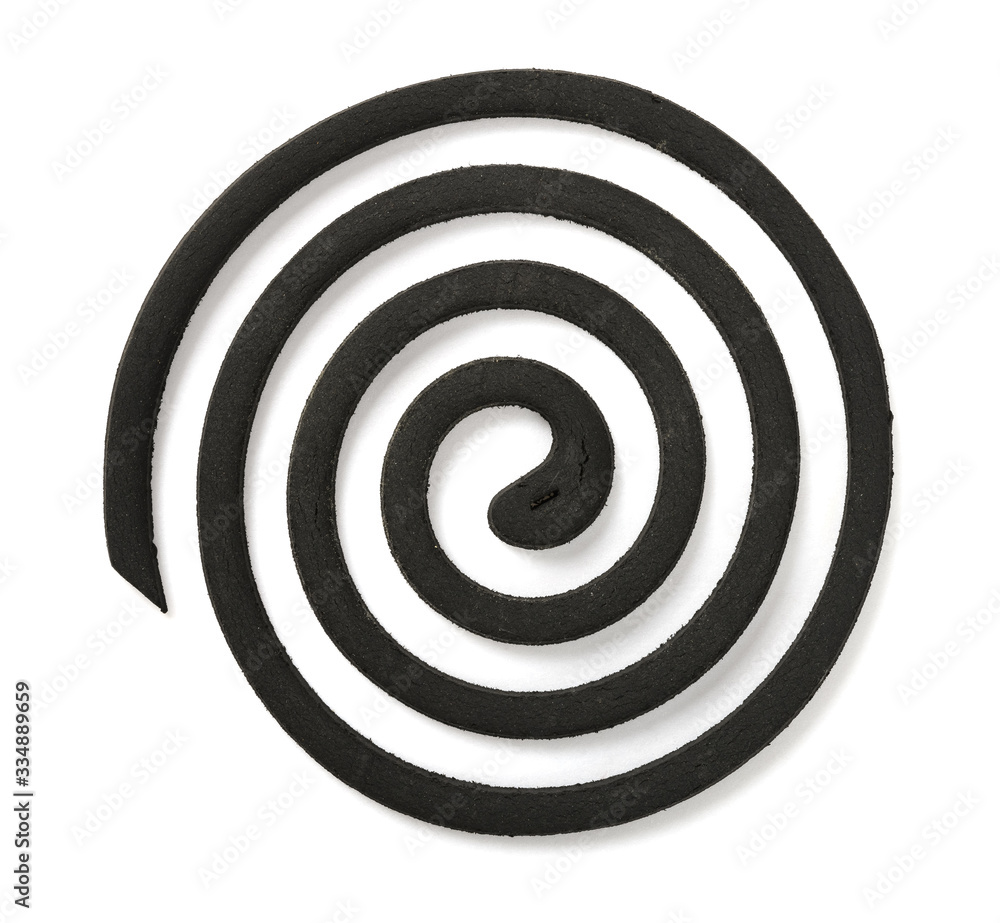 top view mosquito coil on a white background - obrazy, fototapety, plakaty 