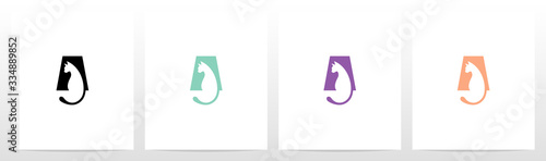  Cat With Tail On Letter Logo Design A