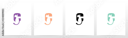  Cat With Tail On Letter Logo Design C