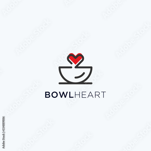 Bowl  heart logo design vector template	