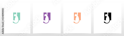  Cat With Tail On Letter Logo Design H
