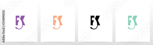  Cat With Tail On Letter Logo Design K