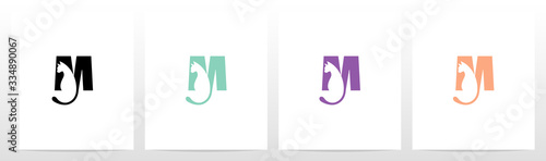  Cat With Tail On Letter Logo Design M