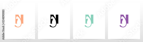  Cat With Tail On Letter Logo Design N