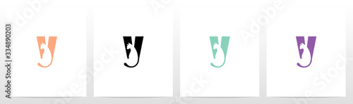  Cat With Tail On Letter Logo Design V