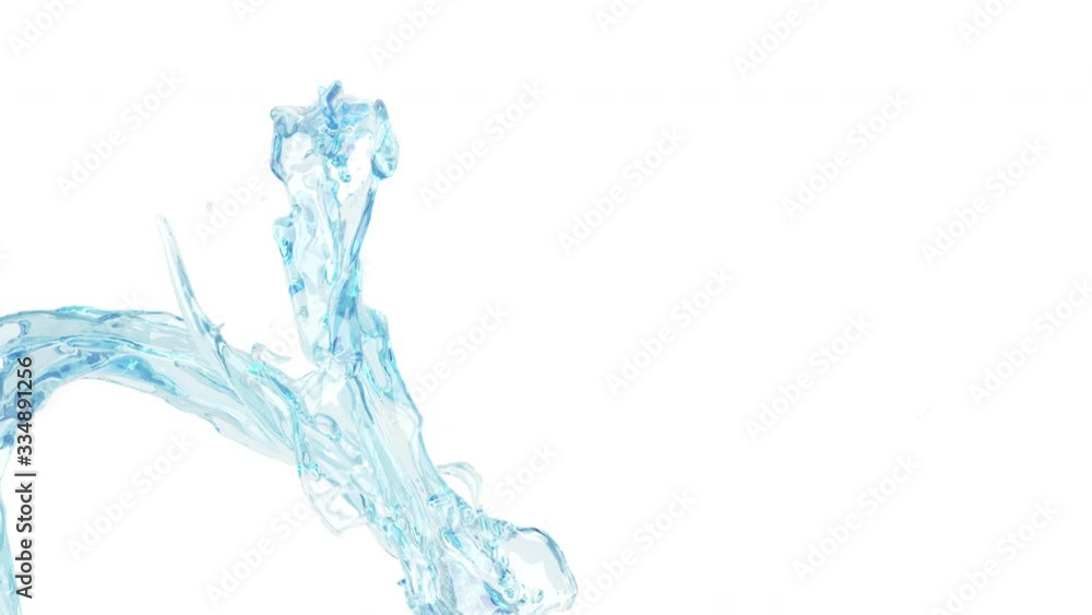 Close up slow motion Liquid water Spinning follow part on white color background. 3D animation 4K with alpha channel. Close up slow motion Liquid water Spinning follow part on white color background. 3D animation 4K with alpha channel.