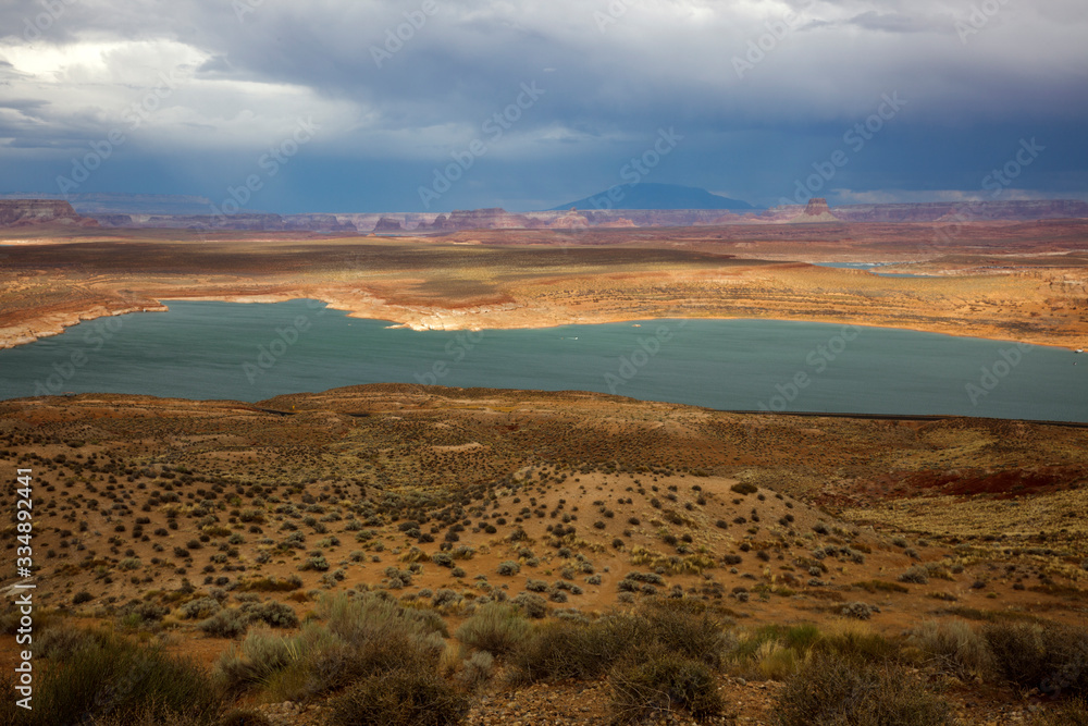 Page, Arizona / USA - August 05, 2015: Panoramic view on famous lake Powell, Page, Arizona, USA Page, Arizona / USA - August 05, 2015: Panoramic view on famous lake Powell, Page, Arizona, USA
