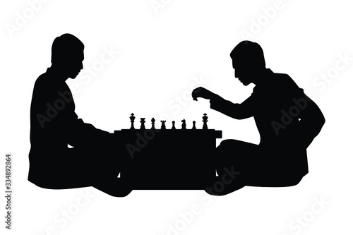 Business man are plying chess silhouette vector