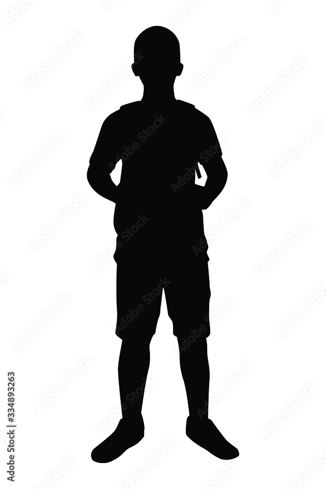 Young man with backpack silhouette vector