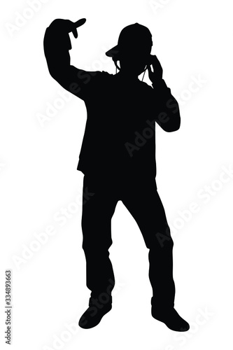 Disc jockey boy silhouette vector