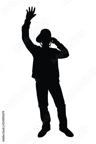 Disc jockey boy silhouette vector