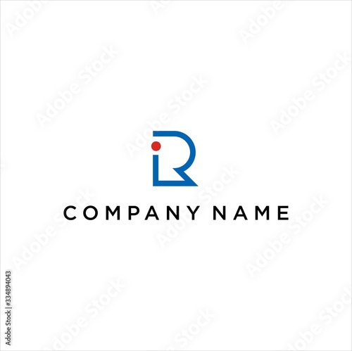 simple letter RI IR logo design 