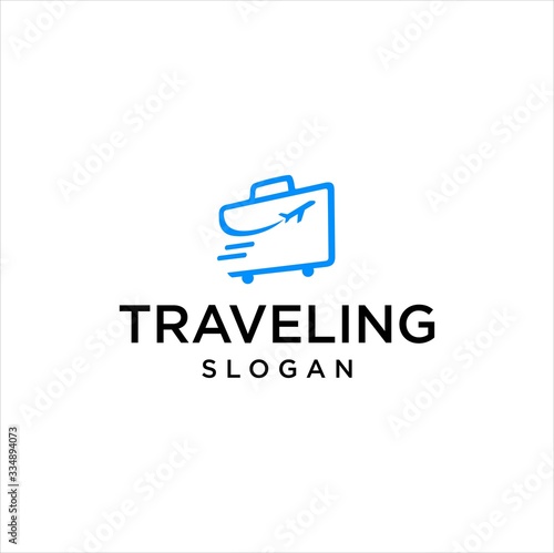 travel logo design with suitcase holidays tourism business trip vector image concept illustration