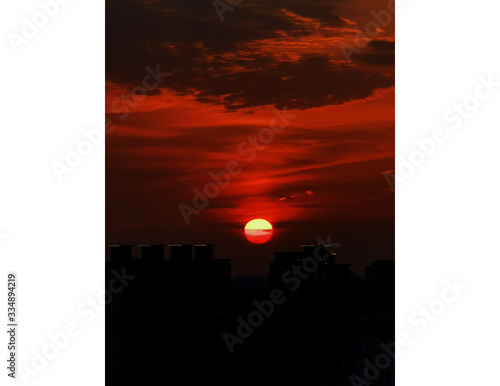 sunset in city