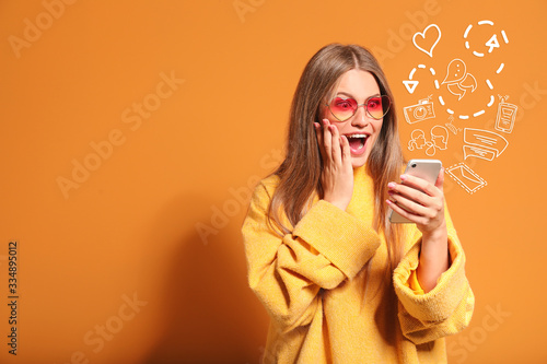 Surprised young woman with ...