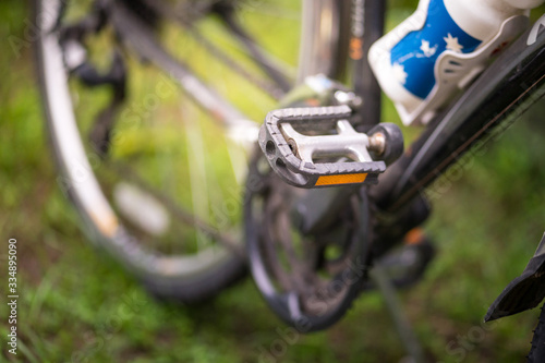 Close-up at classic bike or bicycle pedal step.