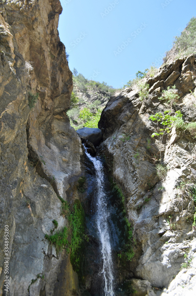 Waterfall at Eaton Canyon in the San Gabriel Mountains near Los Angeles and Pasadena in Southern California.