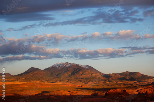 Sky and clouds over the Henry Mountains in the desert of Southern Utah.