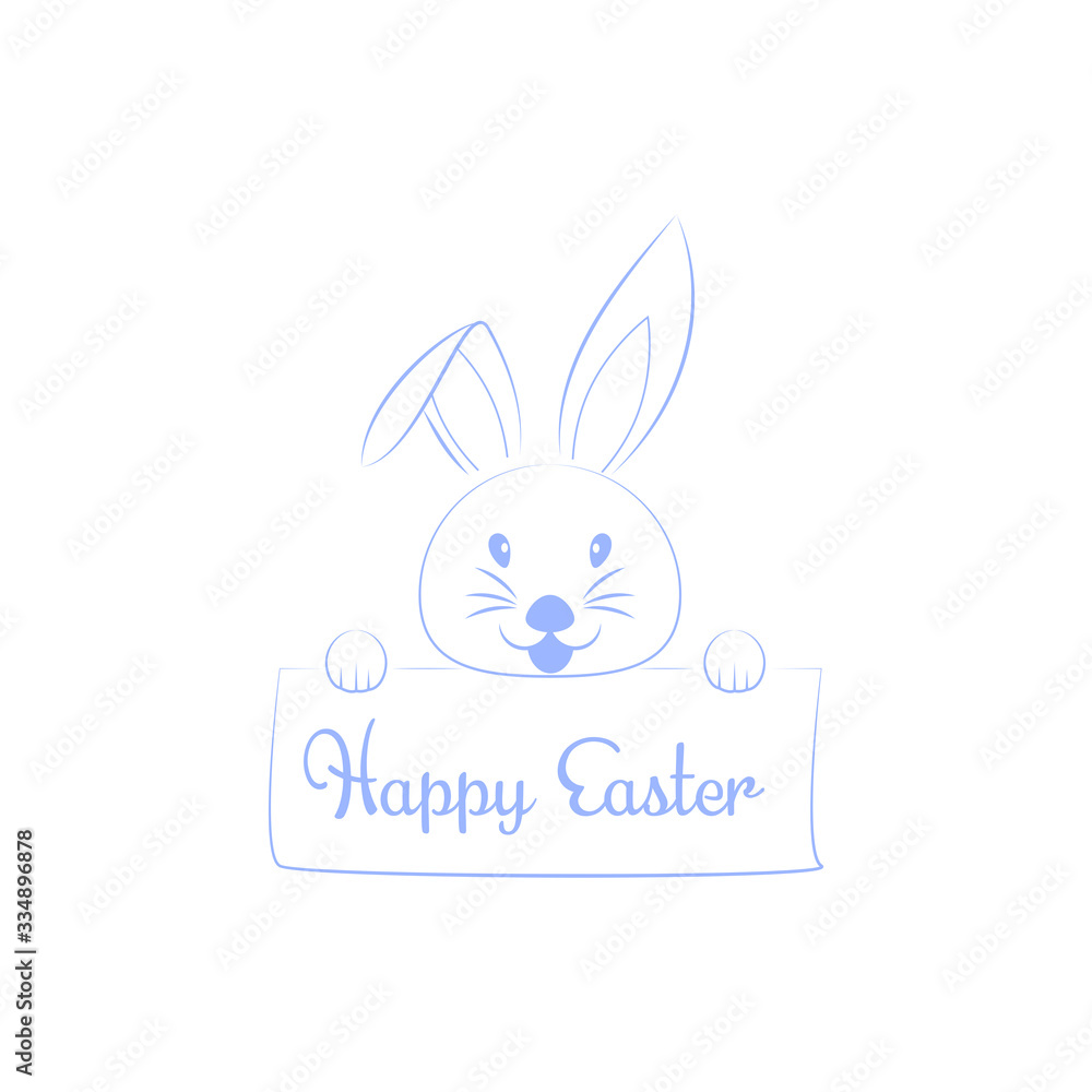 Fototapeta premium Greeting inscription with the Easter bunny and Easter eggs. Wishing You a Happy Easter
