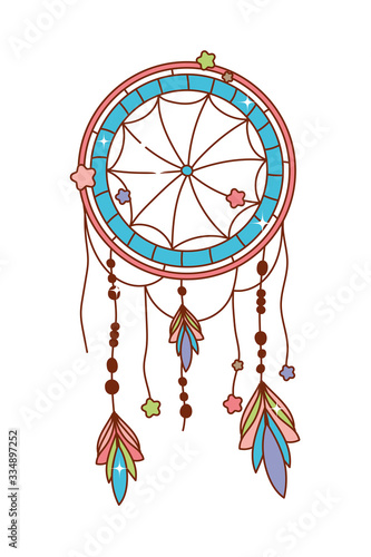 Isolated dream catcher with feathers vector design