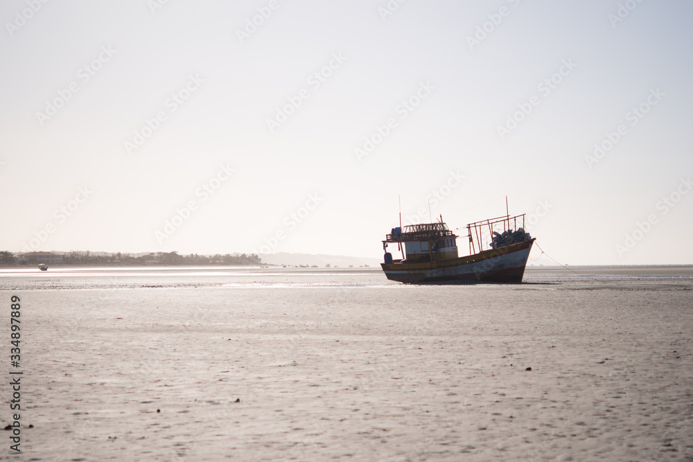 Fishing boats at Praia Redonda, Icapui, Ceara, Brazil on April 23, 2016 Fishing boats at Praia Redonda, Icapui, Ceara, Brazil on April 23, 2016