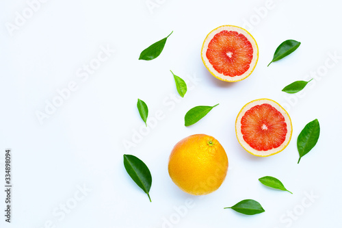 High vitamin C  Letter C made of grapefruit slices isolated on white background.
