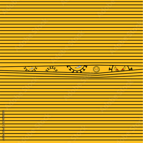 Virus covid19 pulls the line apart to see the outside world.Vector illustration