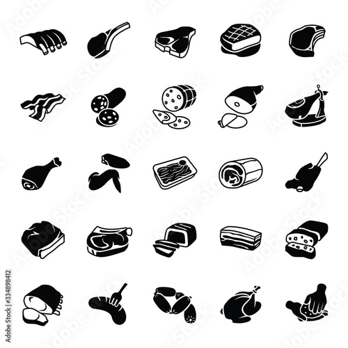 Meats glyph vector icons