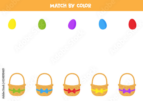 Match Easter baskets and eggs by colors.