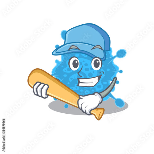 Picture of andecovirus cartoon character playing baseball