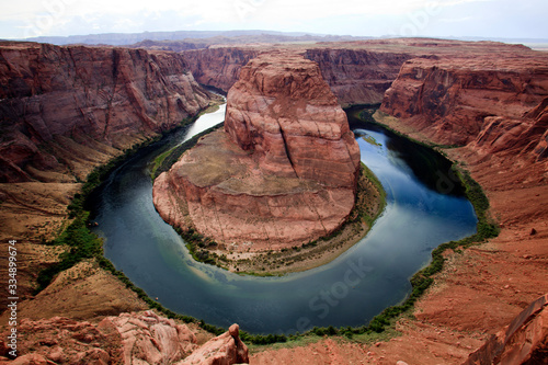 Page, Arizona / USA - August 05, 2015: Horseshoe Bend seen from the lookout point, Colorado river, Page, Arizona, USA photo