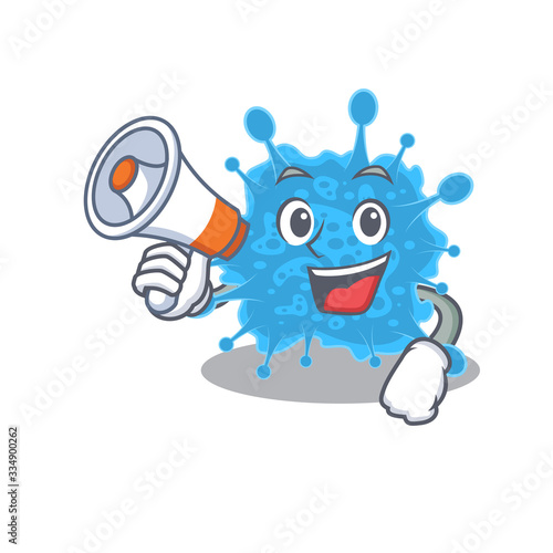 Cartoon character of andecovirus having a megaphone