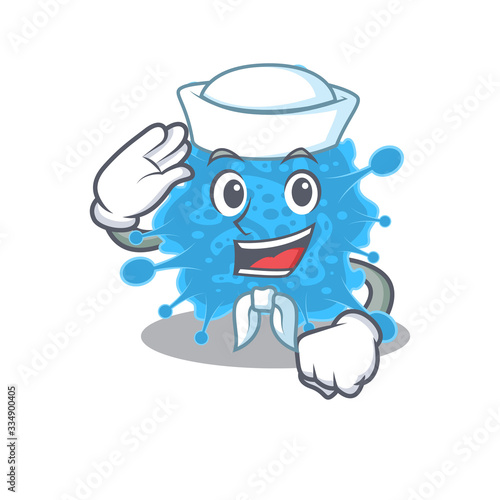 Sailor cartoon character of andecovirus with white hat