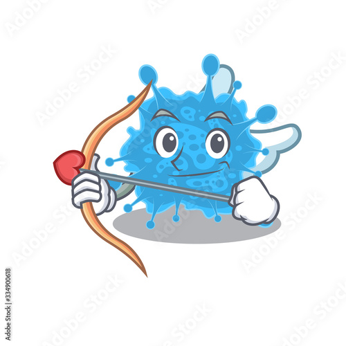 Andecovirus in cupid cartoon character with arrow and wings