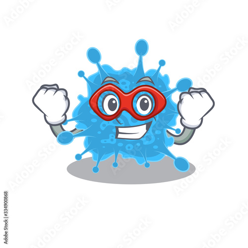 A cartoon character of andecovirus performed as a Super hero