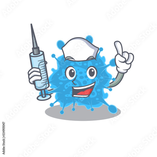 A nice nurse of andecovirus mascot design concept with a syringe