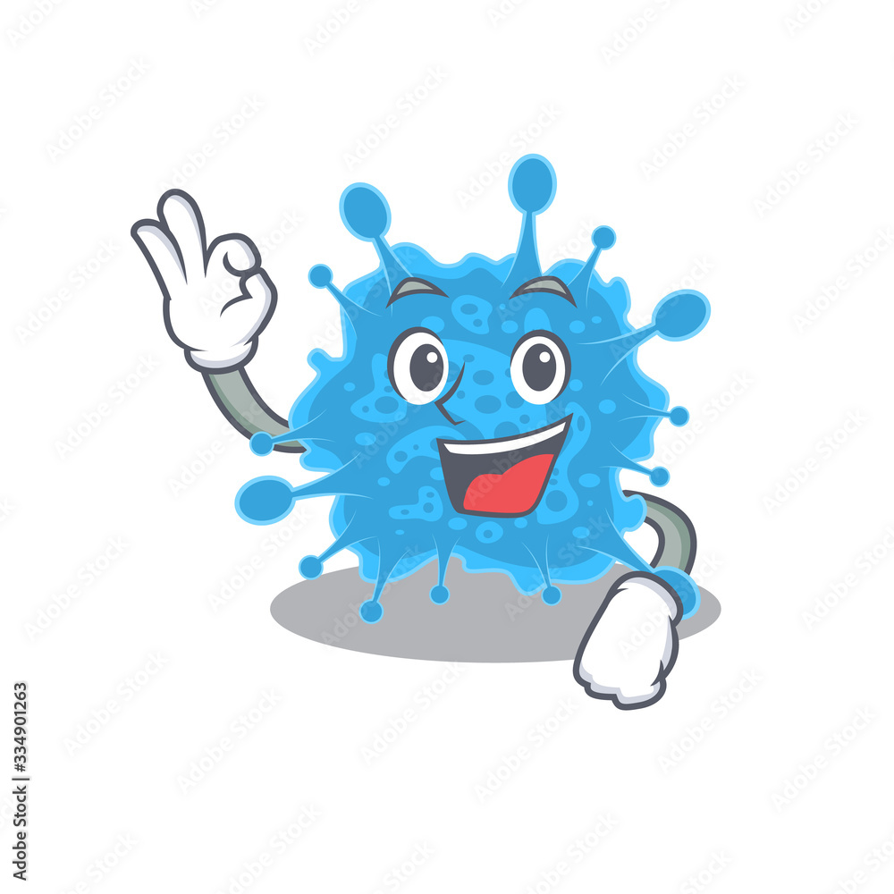 Andecovirus mascot design style with an Okay gesture finger