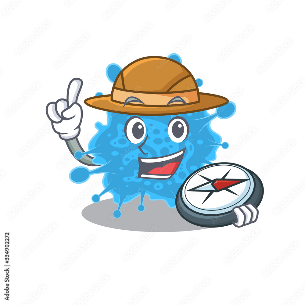mascot design concept of andecovirus explorer with a compass