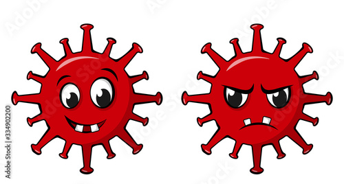 Happy and Angry Coronavirus Characters, Funny, Scary Virus Monsters