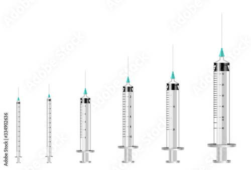 Set of Syringes. Injections, Insulin. Medical Tools.Isolated on White Background