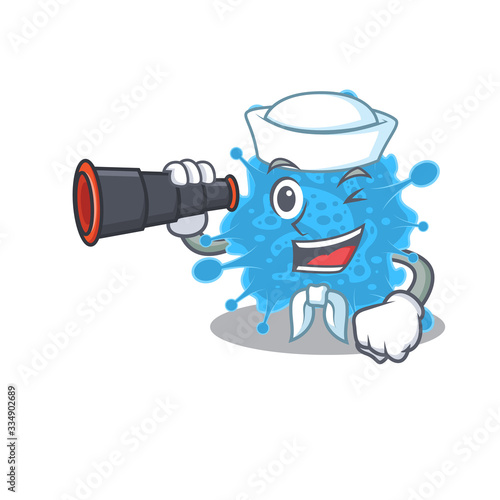 A cartoon icon of andecovirus Sailor with binocular